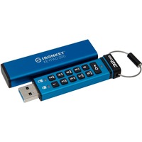 Kingston IronKey Keypad 200 da 32 GB, FIPS 140-3 livello 3 crittografata AES-256, Chiavetta USB FIPS 140-3 livello 3 crittografata AES-256, 32 GB, USB tipo A, 3.2 Gen 1 (3.1 Gen 1), 145 MB/s, Sleeve, Blu