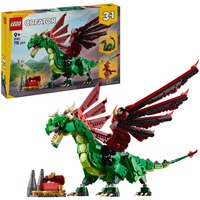 LEGO Creator 3 in 1 31161 Drago Medievale Giocattolo, Si Trasforma in Serpente o Fenice, Animali da Costruire per Bambini 9+, Giochi di costruzione Si Trasforma in Serpente o Fenice, Animali da Costruire per Bambini 9+, Set da costruzione, 9 anno/i, Plastica, 715 pz, 944 g