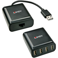 Lindy Extender USB 2.0 Cat.6 a 4 porte, Estensione USB Nero