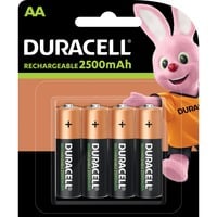Duracell 4xAA Batteria ricaricabile Stilo AA Batteria ricaricabile, Stilo AA, 4 pz, 2500 mAh, Multicolore, 84 mm