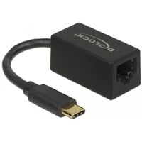 DeLOCK 66043 hub di interfaccia USB 3.2 Gen 1 (3.1 Gen 1) Type-C 1000 Mbit/s Nero, Adattatore Nero, USB 3.2 Gen 1 (3.1 Gen 1) Type-C, RJ-45, 1000 Mbit/s, Nero, Attività, Collegamento, 0,9 m