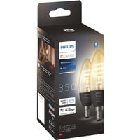 Philips Hue White Ambiance Filamento E14 Forma Candela Confezione Doppia 350, Lampada a LED 