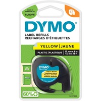 Dymo LetraTag etichette originali in plastica | rotolo da 12 mm x 4 m | stampa nera su giallo | LT etichette autoadesive per etichettatrice LetraTag | 1 pezzo, Nastro di scrittura Nero su giallo, Poliestere, Belgio, DYMO, LetraTag 100T, LetraTag 100H, 1,2 cm