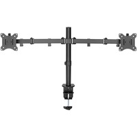Digitus Porta monitor universale doppio con fissaggio a incastro, Base per monitor Nero, Morsa, 8 kg, 38,1 cm (15"), 81,3 cm (32"), 100 x 100 mm, Nero