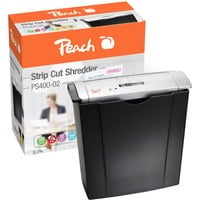 Peach PS400-02 distruggi documenti Taglio a striscia 72 dB 22 cm Nero, Argento argento/Nero, Taglio a striscia, 22 cm, 7 mm, 8 L, 50 fogli, 72 dB