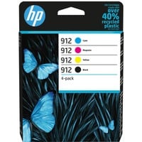 HP Confezione da 4 cartucce di inchiostro nero, ciano, magenta, giallo originali 912 ciano, magenta, giallo originali 912, Resa standard, Nero, Ciano, Magenta, Giallo, Inchiostro a base di pigmento, Inchiostro a base di pigmento, 6,5 ml, 4 ml