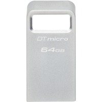 Kingston DataTraveler 64GB Micro 200MB/s Metal USB 3.2 Gen 1, Chiavetta USB argento, 64 GB, USB tipo A, 3.2 Gen 1 (3.1 Gen 1), 200 MB/s, Senza coperchio, Argento