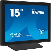 iiyama ProLite T1532MSC-B1S Monitor PC 38,1 cm (15") 1024 x 768 Pixel XGA LCD Touch screen Nero, Monitor LED Nero (opaco), 38,1 cm (15"), 1024 x 768 Pixel, XGA, LCD, 8 ms, Nero