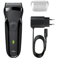 Braun Series 3 300 s Rasoio Elettrico Ricaricabile, Rasoio Da Barba Per Uomo, Nero Nero, Rasoio Da Barba Per Uomo, Nero, Rasoio, Nero, 2 SensoFoil, LED, Batteria, 20 min
