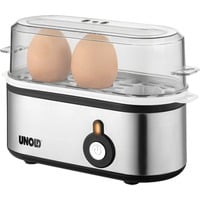 Unold 38610 Pentolino per uova 3 uovo/uova 210 W Acciaio inox, Cuociuova accaio/Nero, 3 uovo/uova, Plastica, Acciaio inox, Plastica, Pulsante, 0,8 m, Acciaio inox