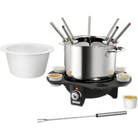 Unold 48645 fondue, gourmet & wok 1,5 L 8 persona(e), Fonduta argento/Nero, 8 persona(e), 1,5 L, Nero, Argento, Rotondo, Acciaio inox, Manopola