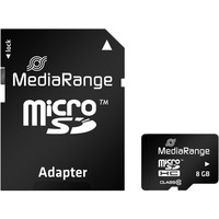 MediaRange 8GB microSDHC Classe 10, Scheda di memoria Nero, 8 GB, MicroSDHC, Classe 10, Nero