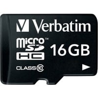 Verbatim Premium 16 GB MicroSDHC Classe 10, Scheda di memoria Nero, 16 GB, MicroSDHC, Classe 10, 80 MB/s, 10 MB/s, Nero