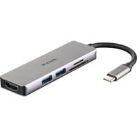 D-Link DUB-M530 replicatore di porte e docking station per laptop Cablato USB 3.2 Gen 1 (3.1 Gen 1) Type-C Alluminio, Hub USB argento, Cablato, USB 3.2 Gen 1 (3.1 Gen 1) Type-C, Alluminio, MicroSD (TransFlash), SD, SDHC, SDXC, 5 Gbit/s, 4K Ultra HD