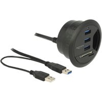 DeLOCK 62869 hub di interfaccia USB 3.2 Gen 1 (3.1 Gen 1) Type-A 5000 Mbit/s Nero, Lettore di schede USB 3.2 Gen 1 (3.1 Gen 1) Type-A, USB 3.2 Gen 1 (3.1 Gen 1) Type-A, 5000 Mbit/s, Nero, 0,95 m, USB