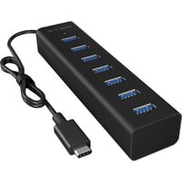 ICY BOX IB-HUB1700-C3 USB 3.2 Gen 1 (3.1 Gen 1) Type-C 5000 Mbit/s Nero, Hub USB Nero, USB 3.2 Gen 1 (3.1 Gen 1) Type-C, USB 3.2 Gen 1 (3.1 Gen 1) Type-A, 5000 Mbit/s, Nero, Alluminio, 0,4 m