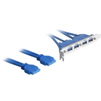DeLOCK 2 x USB 3.0 19-pin - 4 x USB 3.0-A cavo USB 0,4 m USB 2.0 USB A Blu, Staffa slot 0,4 m, USB A, USB 2.0, Maschio/Femmina, 5000 Mbit/s, Blu