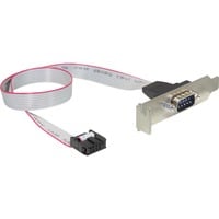 DeLOCK 89300 cavo seriale Grigio 0,4 m DB9 9-p COM, Staffa slot Grigio, 0,4 m, DB9, 9-p COM