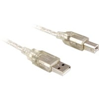 DeLOCK Cable USB 2.0 A-B - 0.5m cavo USB 0,5 m USB A USB B Grigio trasparente, 0,5 m, USB A, USB B, Maschio/Maschio, Grigio
