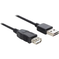 DeLOCK EASY-USB 2.0-A - USB 2.0-A, 1m cavo USB USB A Nero, Cavo di prolunga Nero, 1m, 1 m, USB A, USB A, USB 2.0, Maschio/Femmina, Nero