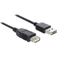 DeLOCK EASY-USB 2.0-A - USB 2.0-A, 3m cavo USB USB A Nero, Cavo di prolunga Nero, 3m, 3 m, USB A, USB A, USB 2.0, Maschio/Femmina, Nero
