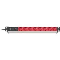 Brennenstuhl 1390007118 prolunghe e multiple 2 m 8 presa(e) AC Interno Nero, Rosso, Ciabatta rosso/Nero, 2 m, 8 presa(e) AC, Interno, IP20, Nero, Rosso, 10 A