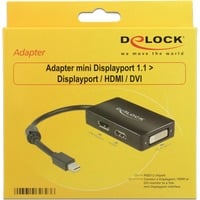 DeLOCK 0.16m DisplayPort/Displayport + HDMI + DVI 0,16 m Mini DisplayPort DisplayPort + DVI + HDMI Nero, Adattatore Nero, 0,16 m, Mini DisplayPort, DisplayPort + DVI + HDMI, Maschio, Femmina, 1920 x 1200 Pixel