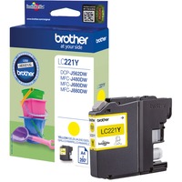 Brother LC221Y cartuccia d'inchiostro 1 pz Originale Giallo Giallo, Inchiostro a base di pigmento, 1 pz, 260 pagine, Confezione singola
