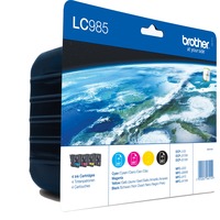 Brother LC985VALBPDR cartuccia d'inchiostro 4 pz Originale Nero, Ciano, Magenta, Giallo Nero, Ciano, Magenta, Giallo, 4 pz, 300 pagine, 260 pagine, Confezione multipla, Vendita al dettaglio