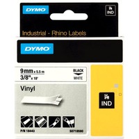 Dymo Rhino etichette industriali in vinile autoadesive | rotolo da 9 mm x 5,5 m | stampa nera su bianco, Nastro di scrittura 5 m | stampa nera su bianco, Nero su bianco, Multicolore, Vinile, -40 - 80 °C, UL 969, DYMO
