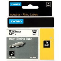 Dymo Rhino etichette industriali tubolari termoretraibili | 12 mm x 1,5 m | nero su bianco, Nastri termorestringenti  5 m | nero su bianco, D1, Belgio, 1,5 m, 1 pz, 34 mm, 85 mm