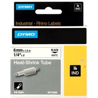 Dymo Rhino etichette industriali tubolari termoretraibili | 6 mm x 1,5 m | nero su bianco, Nastri termorestringenti  5 m | nero su bianco, D1, Belgio, 1,5 m, 1 pz, 34 mm, 87 mm