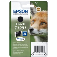 Epson Fox Inchiostro nero singolo DURABrite Ultra Volpe T1281 Nero, Inchiostro a base di pigmento, 5,9 ml, 1 pz, 185 pagine