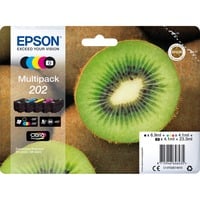 Epson Kiwi Multipack 5-colours 202 Claria Premium Ink, Inchiostro Resa standard, Nero, Nero per foto, Ciano, Magenta, Giallo, Inchiostro a base di pigmento, Inchiostro colorato, 6,9 ml, 4,1 ml