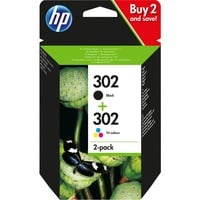 HP Confezione da 2 cartucce d'inchiostro nero/tricromia originali 302 Nero, Standard, Nero, Ciano, Magenta, Giallo, Inchiostro a base di pigmento, Inchiostro colorato, 3,5 ml, 4 ml